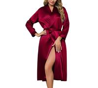 Lovasy Women's Satin Robes,Red,XXL