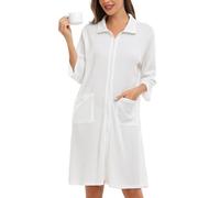 Lovasy Women's Waffle Dressing Gowns,White,XL