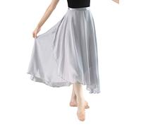 Lovdaswi Women Ballet Wrap Skirt Long Sheer Dance Skirts, Light Gray, One Size