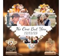Lovdeying Personalised Heart Photo Wall Lamp Custom Heart Shape Multi Picture Collage Night Light Customised Wall Light for Couples Friends Family Valentine's Day Anniversary Birthday Gifts