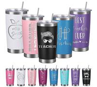 Lovdeying Personalised Teacher Tumbler Custom Engraved Tumblers with Name Straw and Lid Coffee Tumbler Cup Insulated Customised Teacher Appreciation Gifts for Men Women Stainless Steel, 20oz/590ml