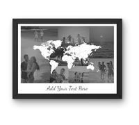 Love 2 Be Personal Personalised World Map Photo Collage Frame - Add 8 Photos & Custom Text - Choose from 3 Design Templates - Multiple Picture Photo Frame Wall Art | Unique Photo Gift | L2BP (Black)