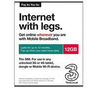 love 2 surf Three UK PAYG Trio Data SIM Card Mobile Broadband -12GB + International Calling Option - (RETAIL PACK)