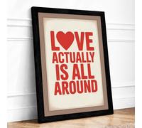 Love Actually Is All Around Typography Framed Wall Art Print A1 (84.1×59.4cm) Black, Wall Decor for Living Room, Bedroom, Office & Home, Ready to Hang, Art Gift