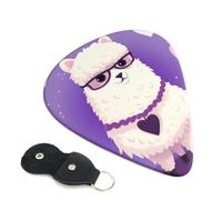 Love Alpaca Purple 6 Pack Guitar Picks With Holder, Personalized Guitar Plectrums Non-Slip Portable Ukulele Bass Picks 0.71mm For Acoustic Guitar Lovers Gifts