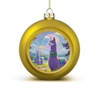 Love Alpaca Purple Christmas Ball Ornaments - Golden Shatterproof Plastic Vintage Rustic Xmas Tree Decorations Pendant for Family Holiday Wedding Party Xmas Hanging Decoration