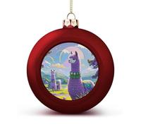 Love Alpaca Purple Christmas Ball Ornaments - Red Shatterproof Plastic Vintage Rustic Xmas Tree Decorations Pendant for Family Holiday Wedding Party Xmas Hanging Decoration