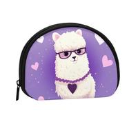 Love Alpaca Purple Coin Purse Personalized Coin Bag for Women Men Change Purse Small Wallets with Zipper Mini Shell Coin Pouch Outdoor Shopping Change Storage Bag Handbags Gifts