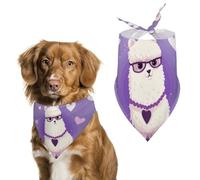 Love Alpaca Purple Dog Bandana Triangle Dog Scarf Washable Polyester Dog Bibs Cute Pet Bandana for Medium Large Dogs Puppy and Cats