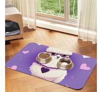 Love Alpaca Purple Dog Food Mat, Absorbent Pet Feeding Mat for Food and Water Bowls Non-Slip Placement Pad for Floors Waterproof Quick Dry Water Dispenser Mat for Dogs Puppy Cats 16x24 Inch