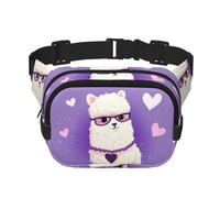 Love alpaca purple Fanny Pack Adjustable Crossbody Bag Large Waist Bag Travel Belt Bag Unisex Bum Bag