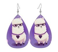 Love alpaca purple Leather Earrings Dangle Drop Earring Lightweight Teardrop Earrings Vintage Bohemian Earring for Women Christmas Birthday Gift Fashion Jewelry