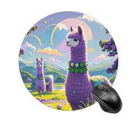 Love Alpaca Purple Mouse Pad Round Laptop Mouse Mat Cute Computer Mousepad Keyboard Pad Non-Slip Desk Pads for Gaming Office Work Home