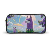 Love Alpaca Purple Pencil Case - Large Aesthetic Makeup Bag Multi-Purpose Pencil Pouch Cute Cosmetic Bag with Zipper Closure for Office, Home, Study & Travel