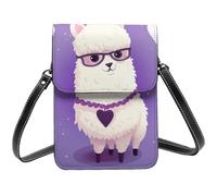 Love Alpaca Purple Small Crossbody Bags For Women Cell Phone Purse Pu Leather Wallet Bag With Shoulder Strap