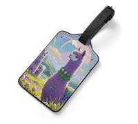 Love Alpaca Purple Suitcase Tags Personalized Luggage Tag with Privacy Cover ID Card Slot for Travel Luggage Bag, Unique Design Name Tags for Suitcases, Backpacks & Gifts