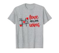 Love Always Wins Tic-Tac-Toe Game Cute Red Hearts Valentines T-Shirt