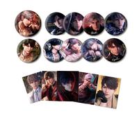 Love and Deepspace 2nd Anniversary Discord Celebration Throne of Eros Metal badges Sylus Xavier Zayne Rafayel Caleb Metal pin 10pcs badges Detachable blind boxes 5 pcs random small cards