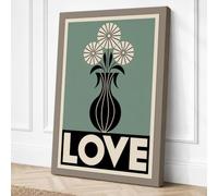 Love and Flowers Art Deco Canvas Wall Art Print 24x16 Inch (61 x 41 cm)