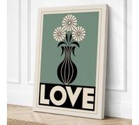 Love and Flowers Art Deco Canvas Wall Art Print 24x16 Inch (61 x 41 cm)