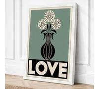Love and Flowers Art Deco Canvas Wall Art Print 30x20 Inch (76 x 51 cm)