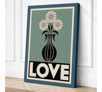 Love and Flowers Art Deco Canvas Wall Art Print 30x20 Inch (76 x 51 cm)