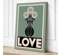 Love and Flowers Art Deco Canvas Wall Art Print 36x24 Inch (91 x 61 cm)