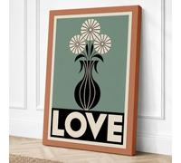 Love and Flowers Art Deco Canvas Wall Art Print 36x24 Inch (91 x 61 cm)