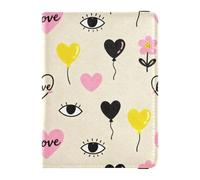 Love and Heart Pattern Passport Holder for Travel with Credit Card Holder Slots Passport Book Holders PU Leather Travel Accessories for Women Men