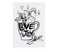 'Love And Joy Holiday Spirit Coffee Cup ' Temporary Tattoo - Water Resistant, Skin-Safe, Non-Toxic Transfer (TO00080325)