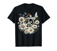 Love and Peace Daisy Flower on Hippie Daisy Flower T-Shirt