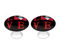 Love Antigua and Barbuda Flag Funny Round Cabinet Knobs Stainless Steel Drawer Pulls Decorative Door Handles