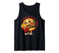 Love at First Bite Design Funny Burger and Fries Couple Tank Top