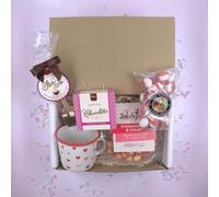Love at First Bite Valentine’s Treat Box - Chocolates, Popcorn, Hot Chocolate & Heart Mug Gift