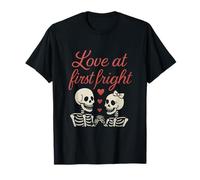Love at First Fright Romantic Skeleton Couple Graphic T-Shirt