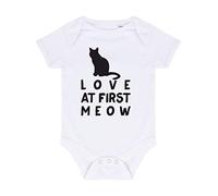 Love at First Meow Cat Person Animal Lover Pets Baby Grow Vest, 0-3 Months, White