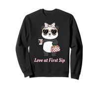 Love at First Sip Panda Coffee Lover Cute Valentine Sweatshirt