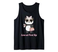 Love at First Sip Panda Coffee Lover Cute Valentine Tank Top