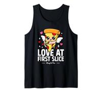 Love at First Slice Cute Kawaii Pizza Valentine Tank Top