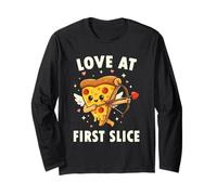 Love at First Slice Pizza Cupid Valentine Pun Long Sleeve T-Shirt