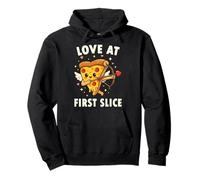 Love At First Slice Pizza Cupid Valentine Pun Pullover Hoodie