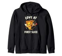 Love At First Slice Pizza Cupid Valentine Pun Zip Hoodie
