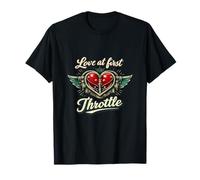 Love at First Throttle Vintage Biker Badge T-Shirt