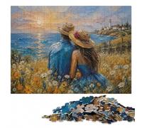 Love at The Beach Wooden Jigsaw Puzzle, Adult Activity, 1000 Pieces | Group puzzle activity with home hobby for puzzle fans on quiet evenings.