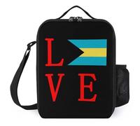 Love Bahamas Flag Insulated Lunch Bag for Men Women Reusable Soft Lunchbox Portable Tote Bags for Office Work Picnic