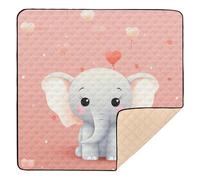 Love Balloon Cute Elephant Orange Large Sturdy Baby Playmat for Floor Cozy Breathable Tummy Time & Crawling Mat for Babies Infants Toddlers, 50'' x 50''