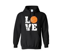 Love Basketball Black Small Hoodie | Heart Basketball Graphic Sweatshirt | Unisex Pullover Hoodie for Men & Women | Sporty Casual Streetwear | Gift for Basketball Lovers, Players, and Fans