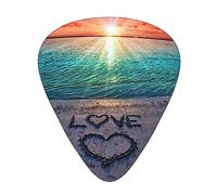 Love Beach Guitar Picks Guitar Accessories 12 Pack Art Bass Pick Thin, Medium Heavy Gauges 3 Sizes For Ukulele