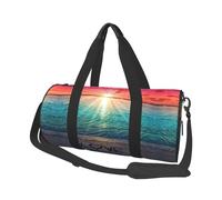 Love Beach Print Round Duffel Bag, Canvas Overnight Travel Tote Bag, Waterproof and Tear-Resistant.Foldable Weekend Travel Bag