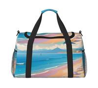 Love beach Print Travel Duffel Bag for Men & Women, Foldable Travel Bags and Spacious Weekender Tote Bag for Storage Toiletry Luggage Personal Item, Black, L